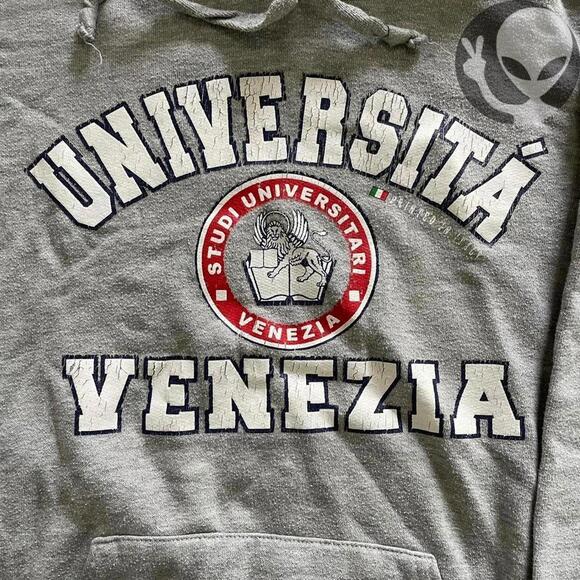 I Love Italy Sweatshirt Hoodie Large Grey Venezia Pullover Vintage - Picture 3 of 5